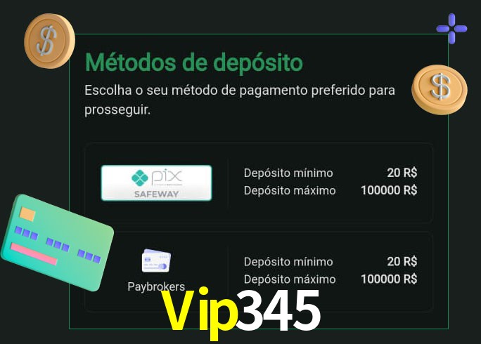 O cassino Vip345 oferece uma grande variedade de métodos de pagamento